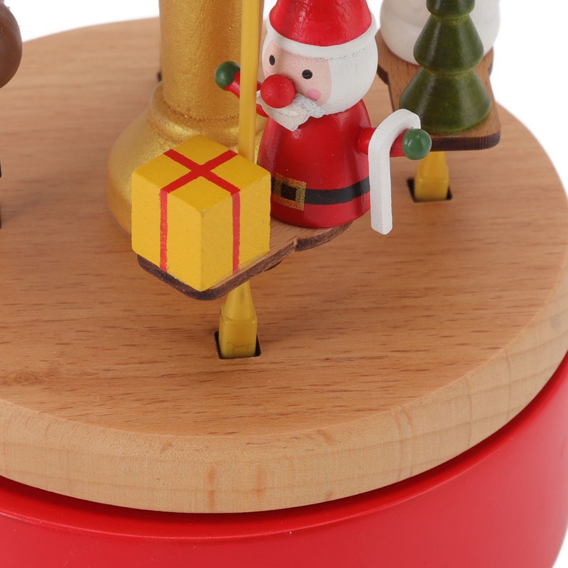 Christmas Music Box Wood Carousel Delicate Clockwork Musical Box Decoration