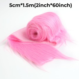 Shaggy Plush Faux Fur Fabric Precut Strips Candy Pink Fur Fluffy Fuzzy Craft Fur for Christmas Decoration DIY Craft Gnomes Beard Hair Dwarf Cosplay Costume (Candy Pink, 2x60 inch)