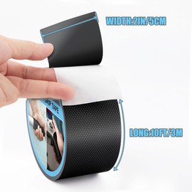 Yorwe Rubber Grip Tape, Ultra-Thin Strong Adhesive Anti-Slip Waterproof Heat Resistant Wear-Resistant Cushion Pad, Making Handles or Contact Surfaces Safer, with Grip and Comfort (Black, 2In x 10Ft)