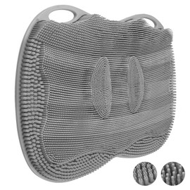 Mabnuby Shower Foot Scrubber Mat XL, Silicone Feet Toes Massage Cleaner -Upgraded Long Brush Pad Without Bending Non-Slip Suction Cups for Foot Bath Bathtub Exfoliate Smooth Skin 17.4x13 Grey