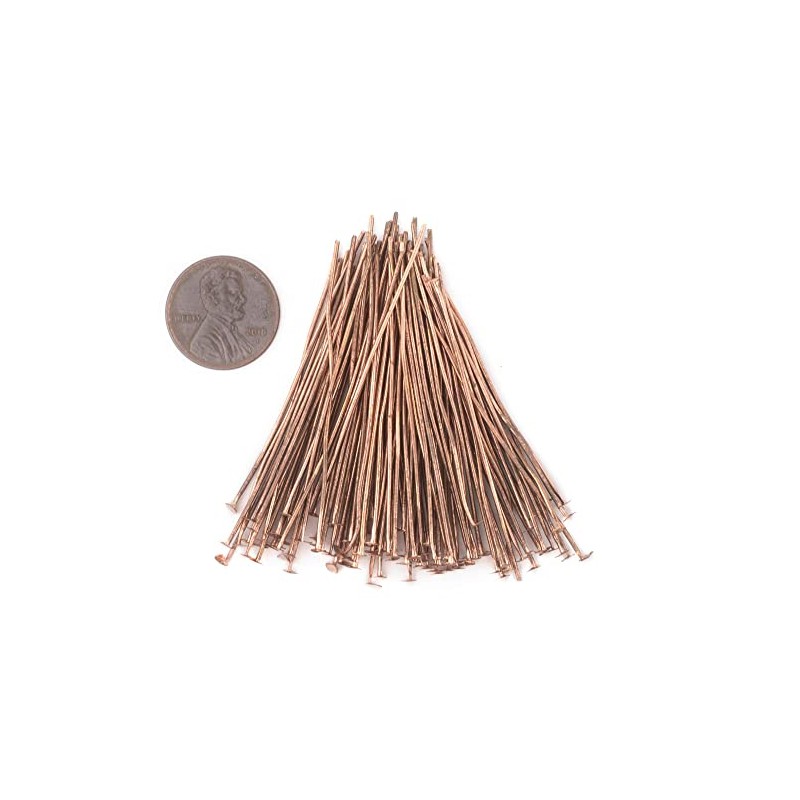 TheBeadChest Copper 21 Gauge 2 Inch Head Pins (Approx 100
