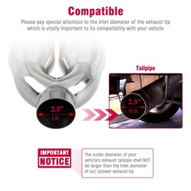 Upower 2.5 Inch Inlet 3.5 Inch Outlet Dual Exhaust Tips Tailpipe 2.5" to 3.5" 9.75" Length 304 Stainless Steel Polished Vacuum Plating Blue 1.2mm Thickness Weld On Tail Pipe(Single Wall,Rolled Edge)