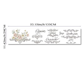 astrkiz Large Rub on Transfers for Furniture Decals, Watercolor Floral Furniture Transfers Rub on Nightstand Decoration UV DTF Transfer Sticker, Rub on Transfer Stickers for Table, Pattern and Text