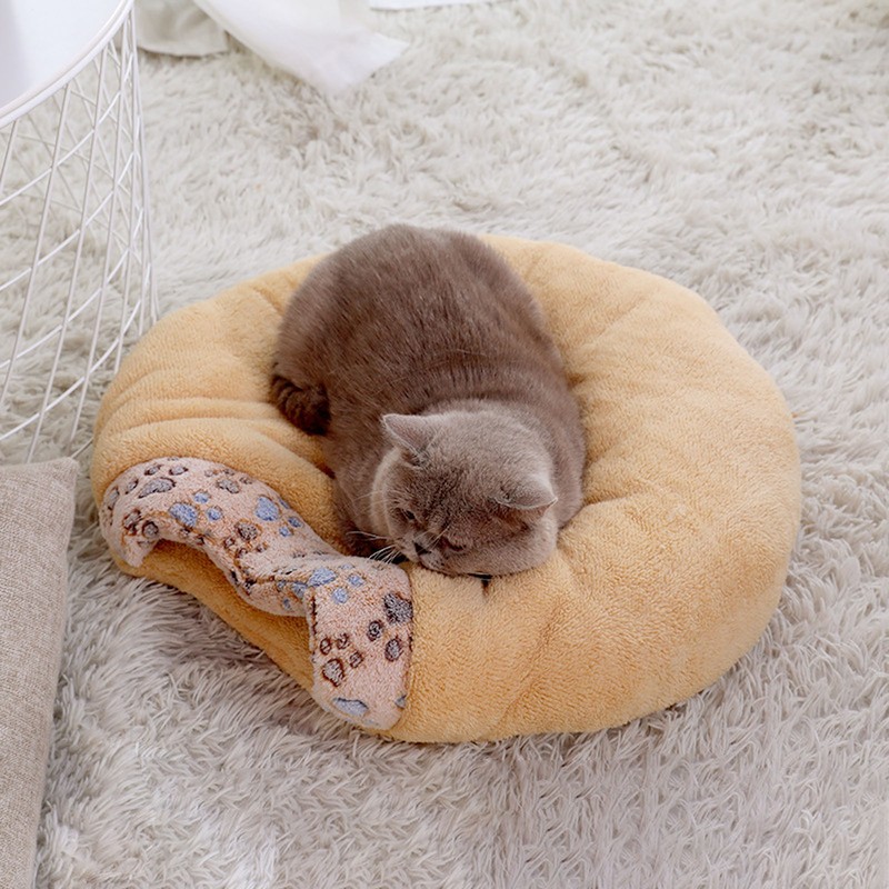 Hooded Cat Bed Thick Soft Comfortable Self Warming Cat Sleeping