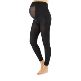 MATERNITY FOOTLESS TIGHTS | PREGNANCY LEGGINGS | 100 DEN | BLACK | ITALIAN HOSIERY | (L)