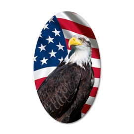 CafePress USA Flag with Bald Eagle 35"x21" Oval Wall Decal, Vinyl Wall Peel, Reusable Cling
