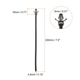 HARFINGTON 50pcs Push Mount Cable Zip Tie 7.9" x 0.19" Nylon Self Locking Cable Strap Arrow Style Heavy Duty Snap in Cable Zip Ties for Household Electronic Auto Industry