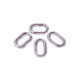 Bobeey 4pcs Carabiner Metal Spring Key Ring,Spring Snap Hooks Clip,Spring Keyring Buckle,Oval Ring for Bags,Purses BBC39(Silver)
