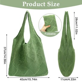 Women's Beach Bag, Crochet Bag, Beach Bag, Knitted Shoulder Bag, Summer, Beach Bag, Net for Holiday, Travel, Beach, Spring, Summer and Everyday Use, Beach bag green