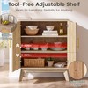 Sideboard Buffet Cabinet with Storage, Rattan Storage Cabinet with Arched