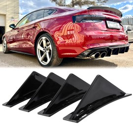 KEEPDSGN 4 piezas de difusor trasero para parachoques trasero, desfuzador universal para coche, aletas de tiburón, alerón curvado, divisor de alas, color negro brillante