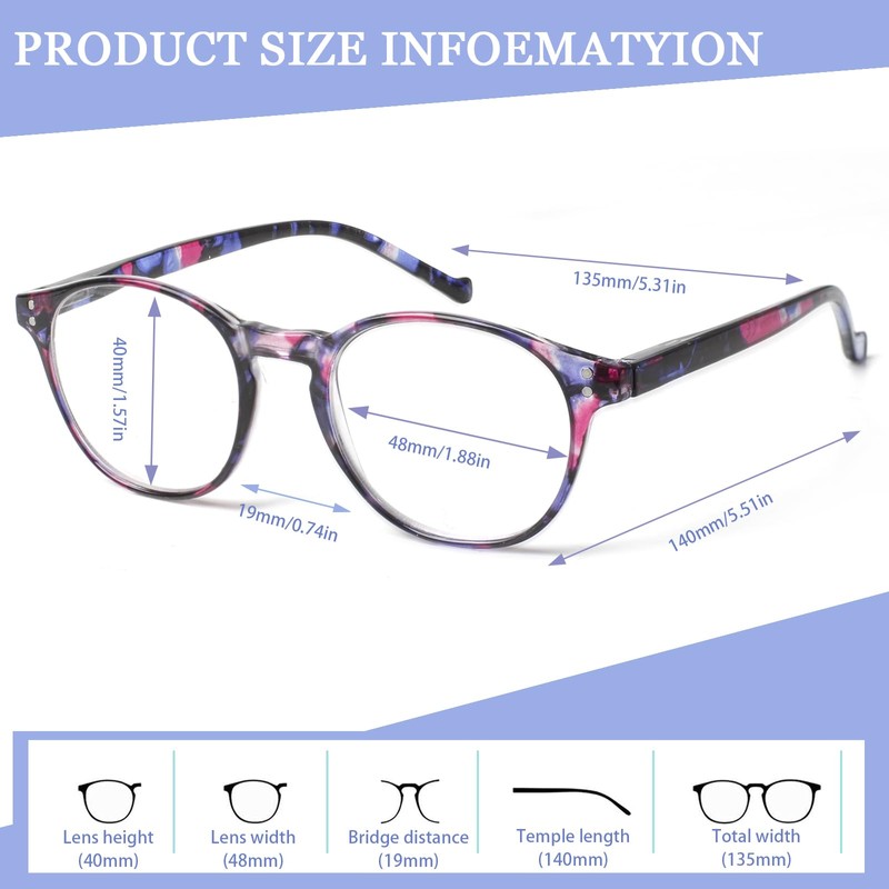 NORPERWIS 5 Pairs Reading Glasses - Standard Fit Spring Hinge