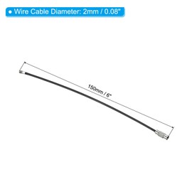 PATIKIL 6" Wire Keychain Cable, 12 Pcs Stainless Steel Key Ring Cable Large Key Ring Keychain Loop Luggage Tags Loops for Hanging Luggage Tags, Keyrings, Cards, Black