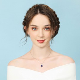 GEMLANTO 925 Sterling Silver Necklace Infinity Created Sapphire September Birthstone Necklaces for Women Birthday Anniversary Jewellery Gifts for Her Mum