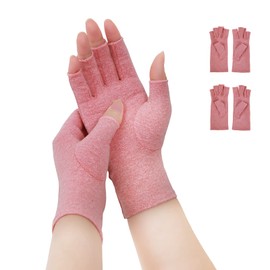 Donfri Donfri 2 Pares Guantes De Artritis Para Mujer Para El Dolor, Guantes De Compresión Guantes Sin Dedos Alivio Del Dolor De Manos Raynauds Escribir Gaming (Rosa, L)