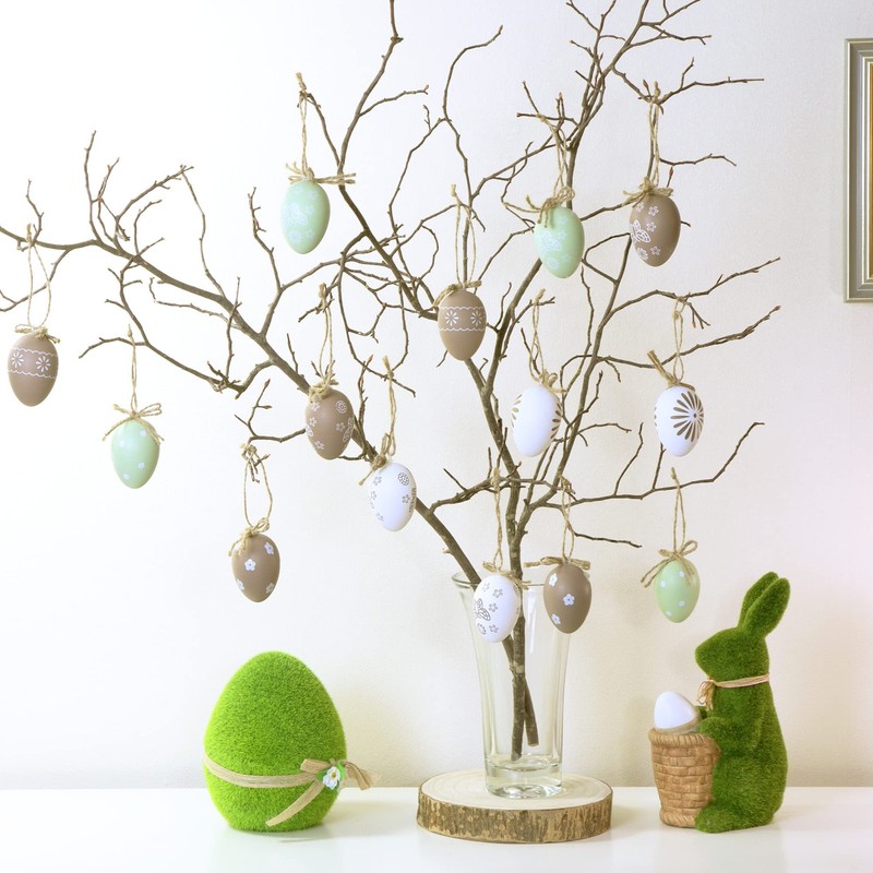 com-four® 18 x Decorative Easter Hangers - Plastic Easter Eggs
