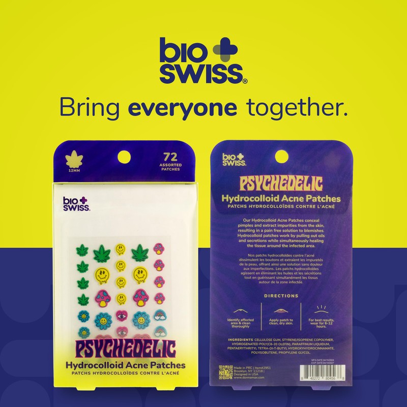 BioSwiss Psychedelic Pimple Patches, Hydrocolloid Acne Patch for Zits and