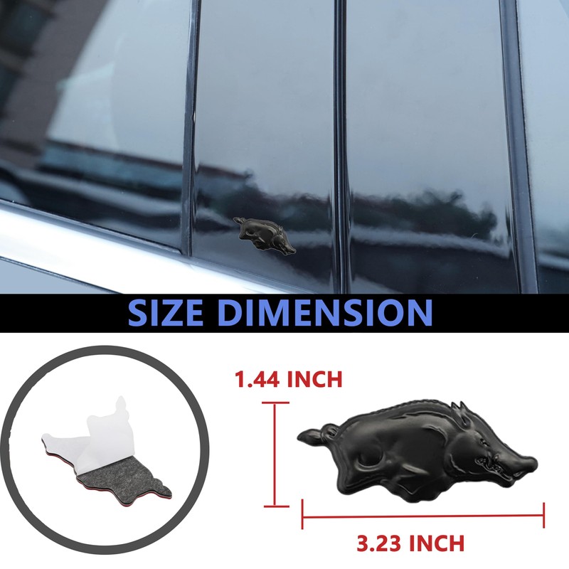 2pcs 3D Running Wild Pig Boar Warthog Hog Metal Emblem