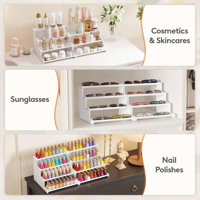 Lifewit Perfume Organizer with Fences, Plastic Cologne Stand, Tool-Free Assembly,