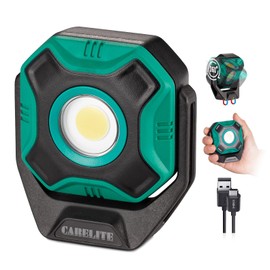 CARELITE Work Light, 700 Lumen Rechargeable Magnetic Light with 3 Modes & 360° Pivoting Head for Mechanics & Outdoor Use (Green)