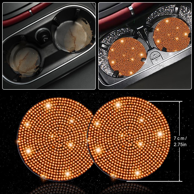 NBTEPEM 27 PCs Orange Bling Car Accessories Set for Women,