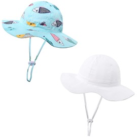 KAKU NAU Baby Sun Hat Toddler Summer Hat for Babies Boy Sun Hat Uv Protection 6 9 12 18 Months White Blue