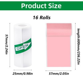 YSDMY Mini Printer Sticker Paper Roll 16 Rolls Thermal Paper for Children 57 x 25 mm Thermal Printer Paper for Mini Sticker Printer Camera Printing Paper (Multicolors)