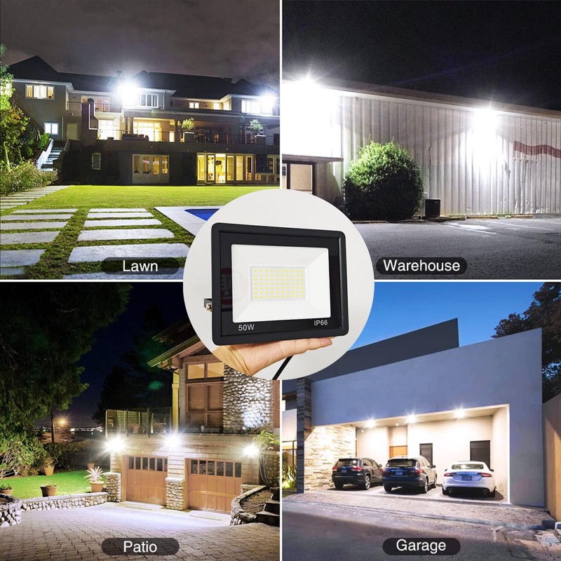 BiiKoon Heavy-Duty 50W LED Flood Light IP66 Waterproof 3500LM Super