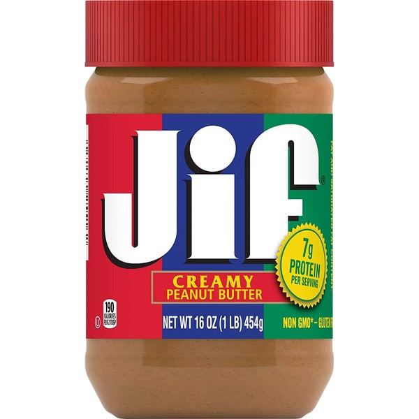 Jif Creamy Peanut Butter, 16 Ounces, 7g (7% DV) of Protein per Serving, Smooth, Creamy Texture, No Stir Peanut Butter