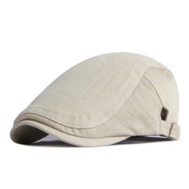 BUDUBIBI Cotton Beret Flat Cap Men's Summer Peaked Cap Newsboy Cap Flat Cap Men's Summer Hat Adjustable Cabbie Beret Cap, beige, 55-60