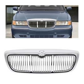 KUAFU Front Grill Compatible with 1998-2002 Mercury Grand Marquis GS/LS Replacement for F8MZ8200AA FO1200353 Plastic(ABS) Upper Bumper Grille Chrome Shell+Black Insert