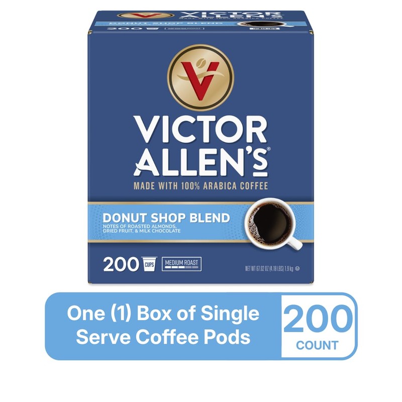 Victor Allen's Coffee Donut Shop Blend, Medium Roast, 200 Count,