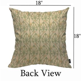 HOSNYE Art Nouveau Cotton Linen Throw Pillow Case Leaves Pattern Pillow Cushion Cover Home Sofa Decorative 18x18 Inch