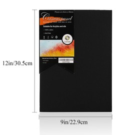 CONDA Black Canvases for Painting 9x12 inch, Pack of 14, 100% Cotton Acid-Free, 8 oz Gesso-Primed, Canvas Panels, Art Boards for Oil & Acrylic Painting
