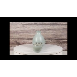Ebros Gift Blue Plum Japanese Sakura Cherry Blossoms Porcelain Sake Flask With Cups Set