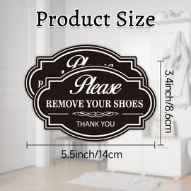 2PCS Remove Your Shoes Sign, Self-Adhesive Durable No Shoes Sticker Decals, Please Take Your Shoes Off Sign, Leave Shoes for Front Door, Home, Offices（5.5" x 3.4"）