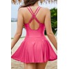 OnlyFyrene Women One Piece Tummy Control Swim Dress V Neck