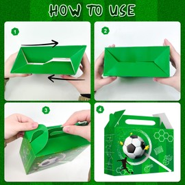 Soccer Party Treat Boxes, 24 Pcs Goody Boxes Set - Soccer Theme Party Favor Boxes, Candy Boxes & Gift Box for Birthday Decorations