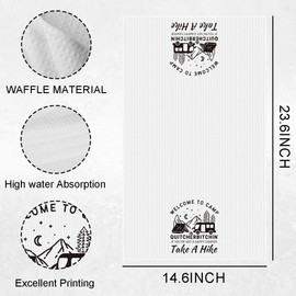 Funny Camping Kitchen Towels Summer Dish Towels Camper Decor Camping Gifts for Women Men Campers Camper Accessories Welcome to Camp Waffle Weave Tea Hand Towel for Kitchen Bathroom 14 x 23 Inches