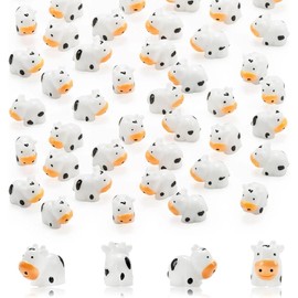 Nagoyuki 50Pcs Mini Cow Figurines Resin Cow Miniature Animals Figurines Fairy Garden Miniature Moss Landscape DIY Crafts Easy Install