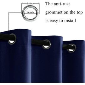 JIUZHEN Blackout Curtains with Tiebacks - Thermal Insulated, Light Blocking and Noise Reducing Grommet Curtain Drapes for Bedroom and Living Room, Set of 2 Panels, Navy Blue, 52 x 84 Inch Length