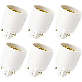 TobeBright 6-Pack Gx24q to E26/E27 Socket Adapter, 4 Pin Short GX24 to Medium Edison Screw Base Converter Replace PL GX24Q Holder, Must Rewire/Remove/Bypass The Ballast