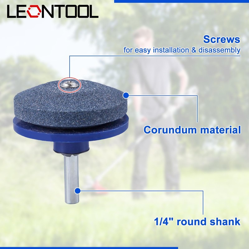 LEONTOOL 7 PCS Double Layer Corundum Lawnmower Blade Sharpener with
