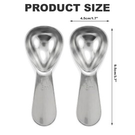 2PCS Stainless Steel Coffee Scoop Measuring Spoons Set Short Handle Tablespoon Measure for Ground Coffee Beans Powder Espresso 15ml
