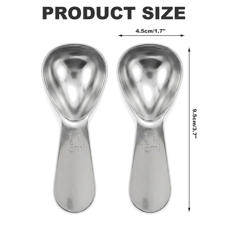 2PCS Stainless Steel Coffee Scoop Measuring Spoons Set Short Handle