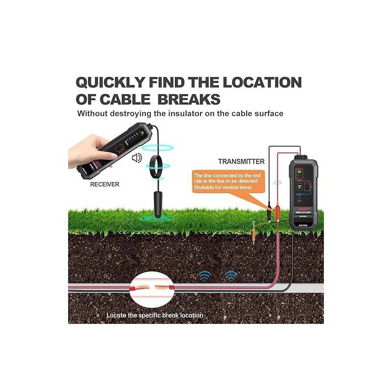 NOYAFA Upgraded Underground Wire Locator, Underground Cable Locator for Pet