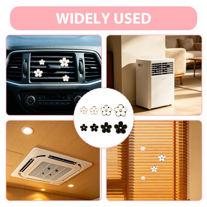 8 Pcs Car Air Fresheners Vent Clip, White & Black