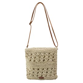 DOZNOZRI Straw Bag for Women Summer Beach Bags,Weave Handmade Raffia Cross Body Bag with Zipper, Crossbody Beach Bag for Beach Trips, Vacations, Dates (Beige)