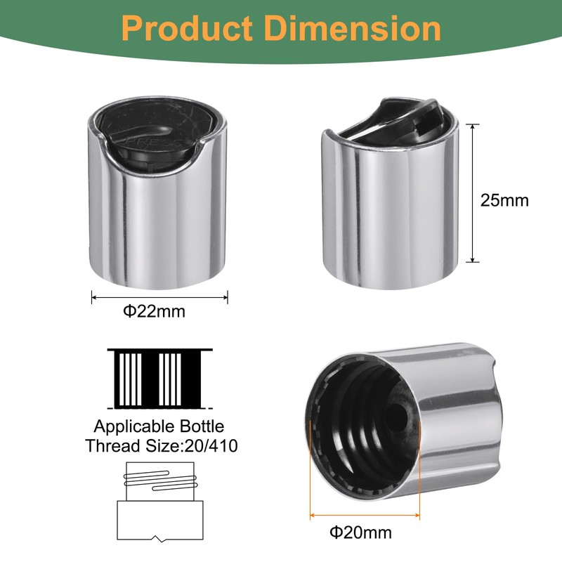 uxcell 12pcs Aluminized Plastic Disc Top Caps, 20/410 Replacement Press