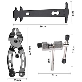 VZU 4-Piece Bicycle Chain Tool Set, Chain Riveter Bicycle Set, Portable Chain Pliers with Chain Hook, Chain Gauge, Chain Riveter for Road Bikes, Mountain Bikes, Removal of Chain Links